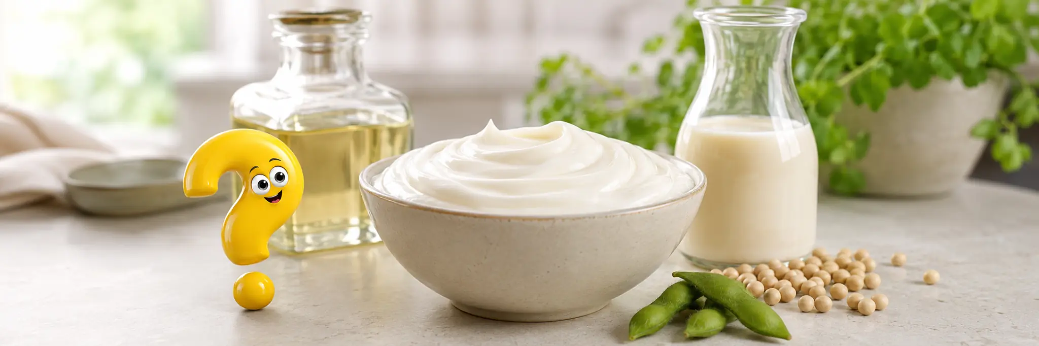Vegane Mayonnaise ohne Ei mit Sojadrink, neutralem Öl, Sojabohnen und Edamame