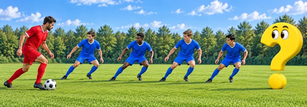 Vier Mittelfeldspieler üben gemeinsam das seitliche Verschieben