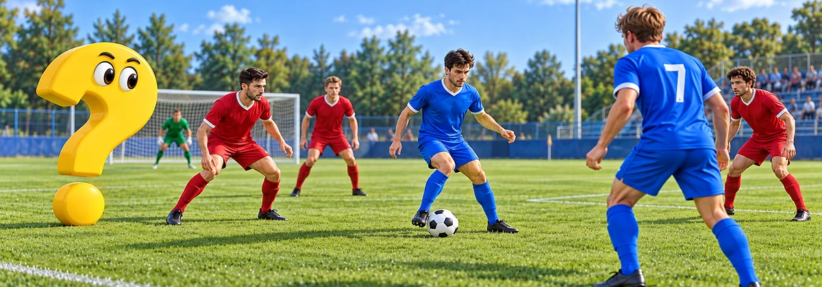 Halbraum im Fußball: Ein Spieler kontrolliert den Ball, während sich ein Mitspieler seitlich versetzt anbietet