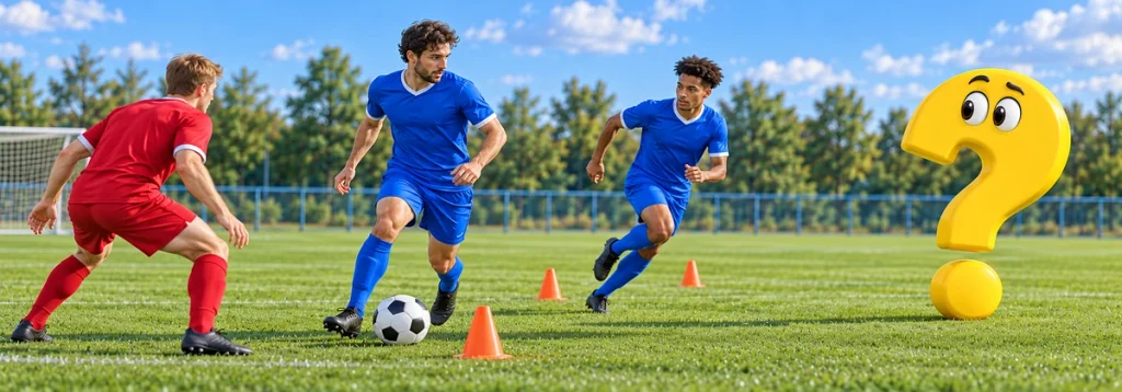 Zwei Mitspieler üben Laufweg und Timing gegen einen Verteidiger