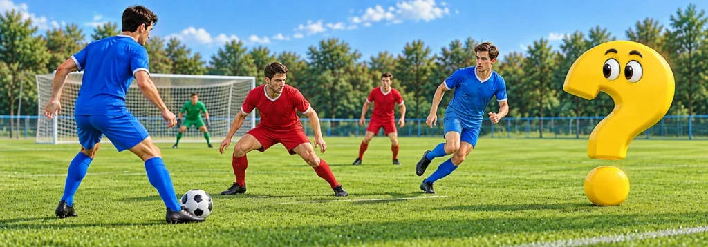Ein Fußballspieler setzt sich seitlich von einem Gegenspieler ab, um anspielbar zu werden
