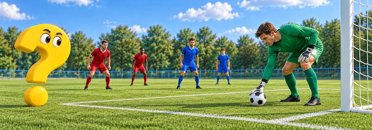 Abstoß im Fußball: Torwart bereitet die Ausführung mit ruhendem Ball im Torraum vor