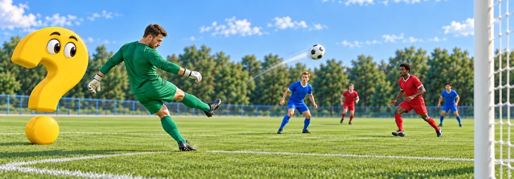 Torwart spielt einen langen Ball zu bereitstehenden Spielern