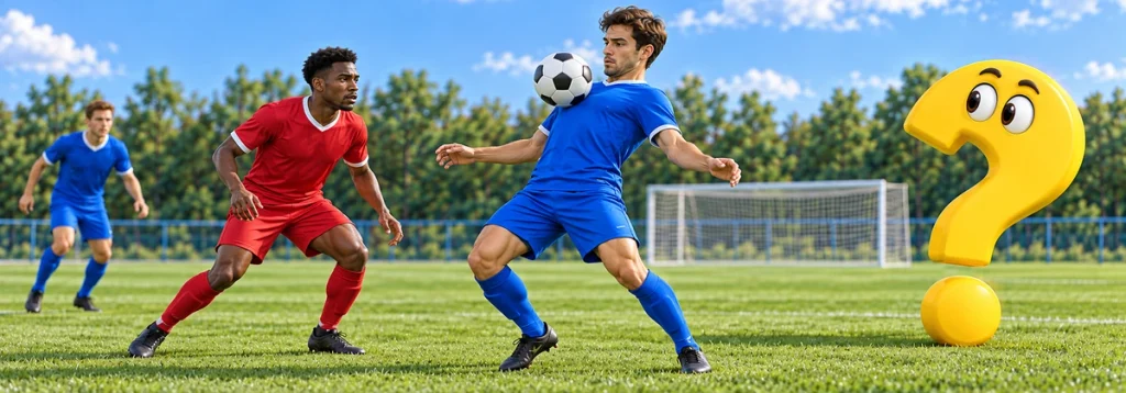 Ein Fußballspieler kontrolliert einen hohen Ball mit der Brust