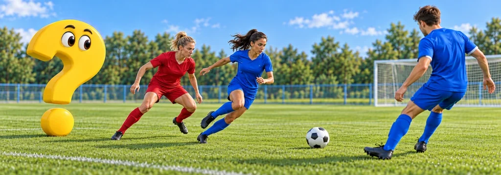Eine Fußballspielerin läuft am Gegner vorbei zum Rückpass ihres Mitspielers