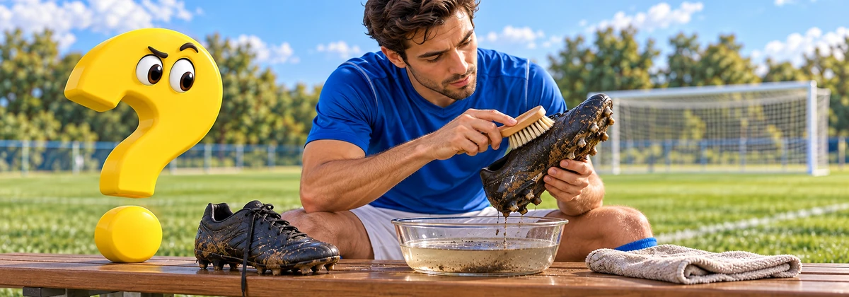 Fußballschuhe reinigen mit einer weichen Bürste und wenig Wasser