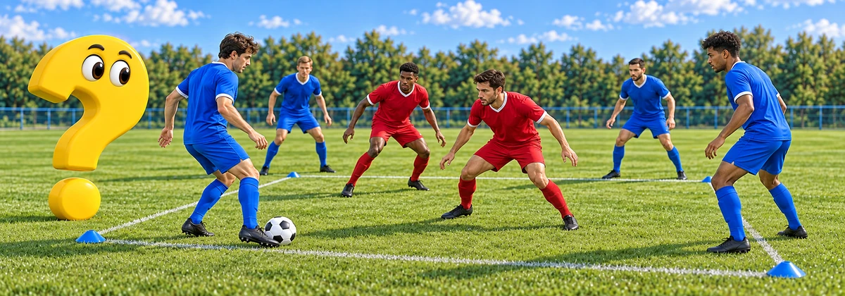 Rondo im Fußball mit vier Ballbesitzern und zwei Verteidigern
